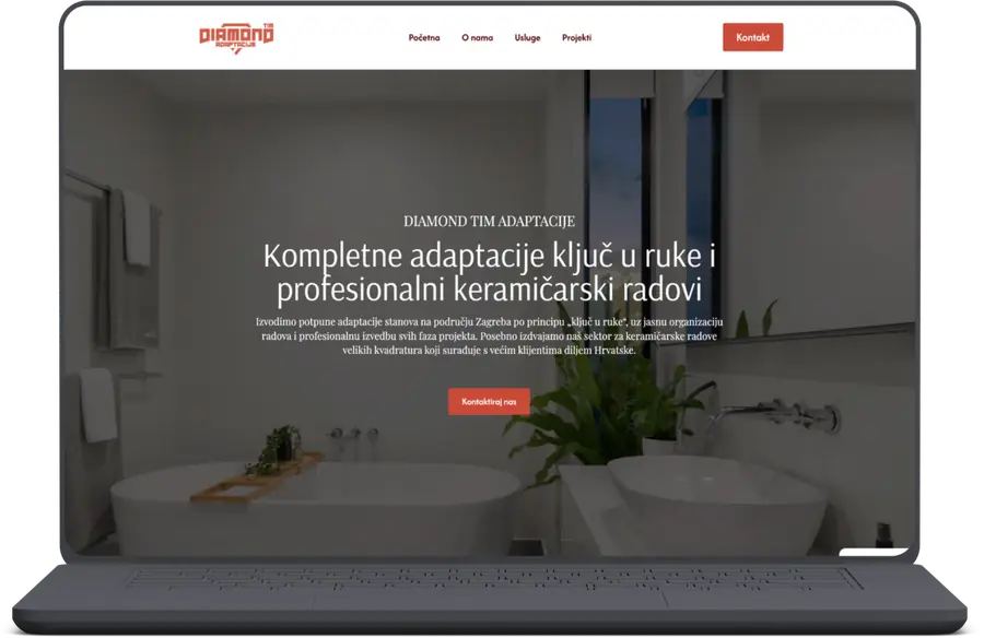 Web stranica Diamond Tim Adaptacije — adaptacije i keramičarski radovi.
